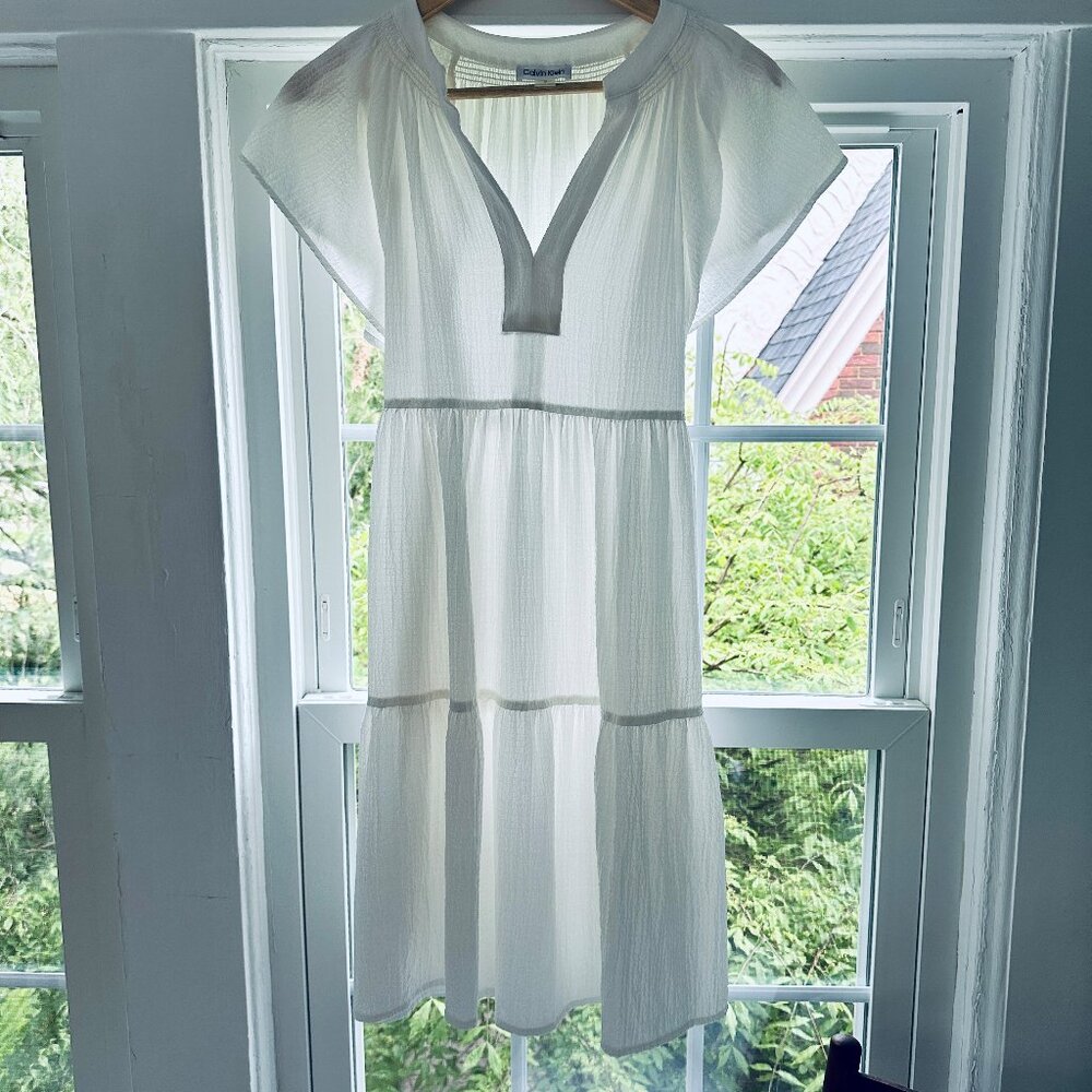Calvin Klein Womens A-Line Textured Mini Dress
